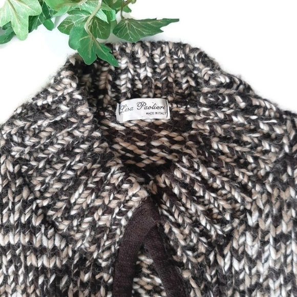 LISA PAOLIERI Designer deep brown marled cardigan Wool blend. Chunky Sz M - Picture 3 of 8